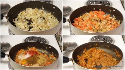 Cooking the ingredients in a pan