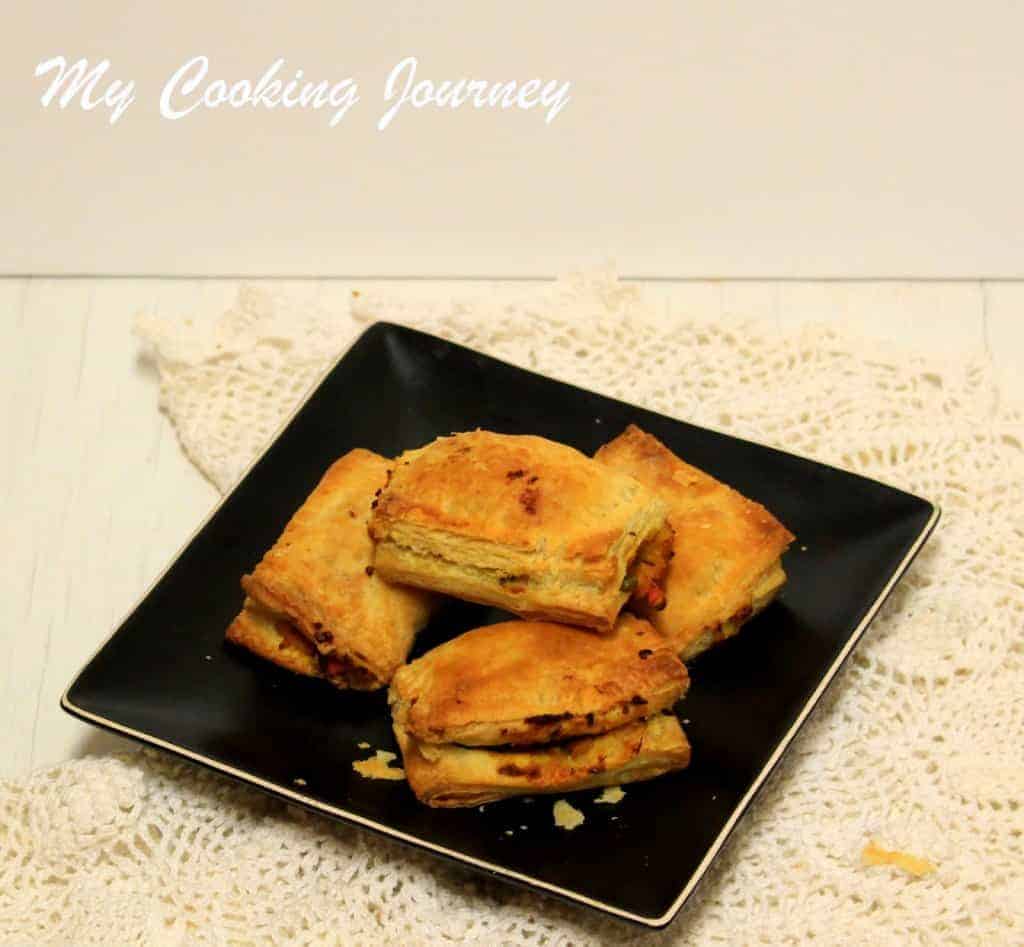 Vegetable Puffs in a black dish