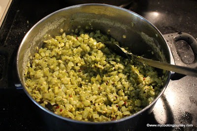 Cooking beans in a pan