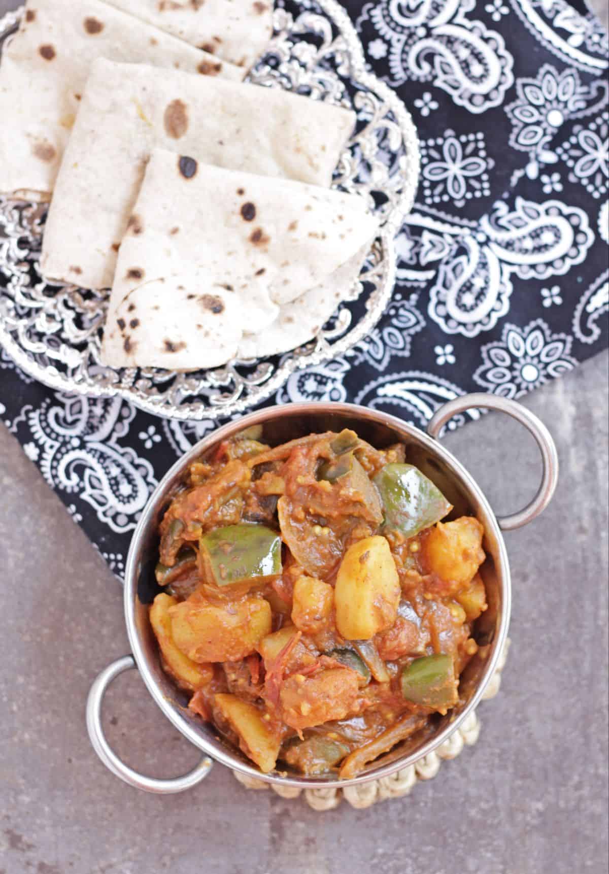 Aloo Baingan subzi with phulka