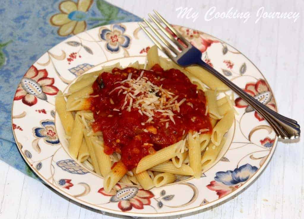 Penne All ‘Arrabbiata served in a plate