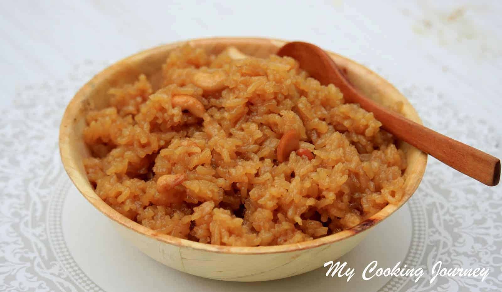 vella sadam in a bowl with spoon