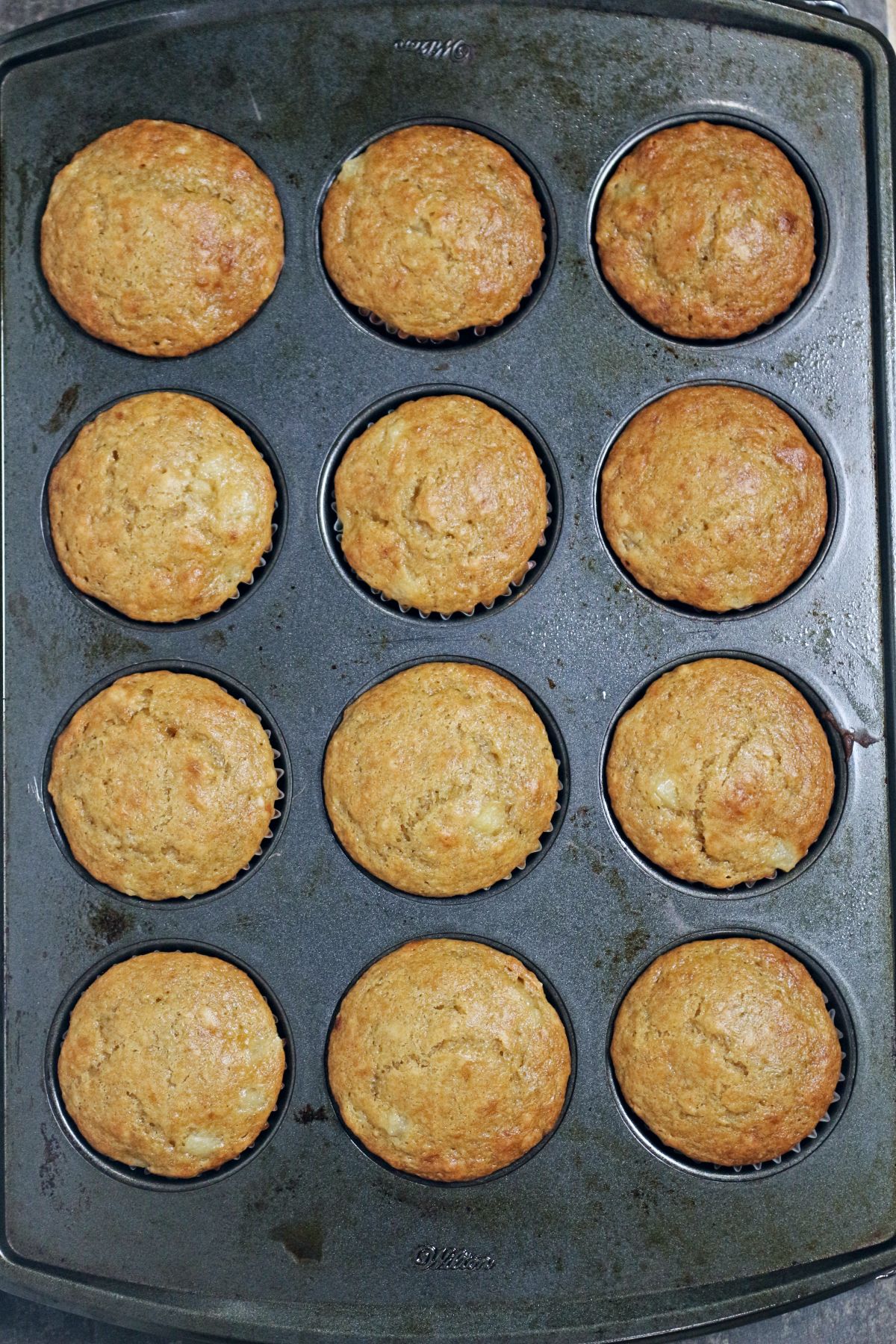 Muffin tray with baked muffin