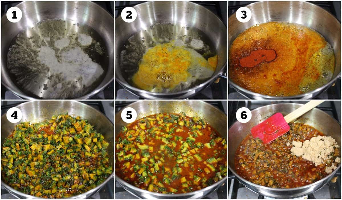 Process shot to make bitter gourd pickle