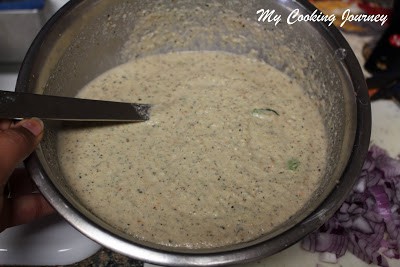 Rice and lentil paste in a bowl.