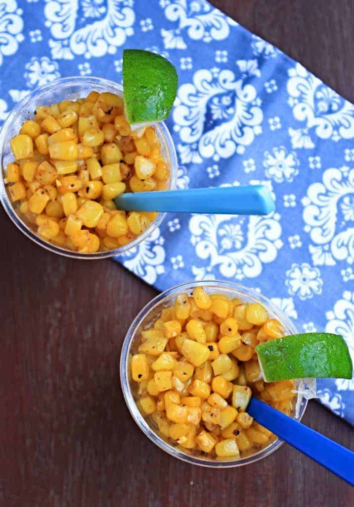 Buttered Sweet Corn Salad in two cups - top view