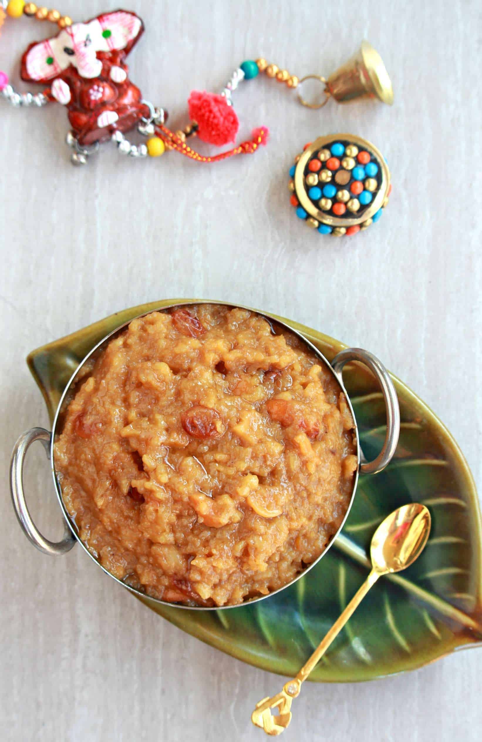 Chakkara Pongal in a kadai