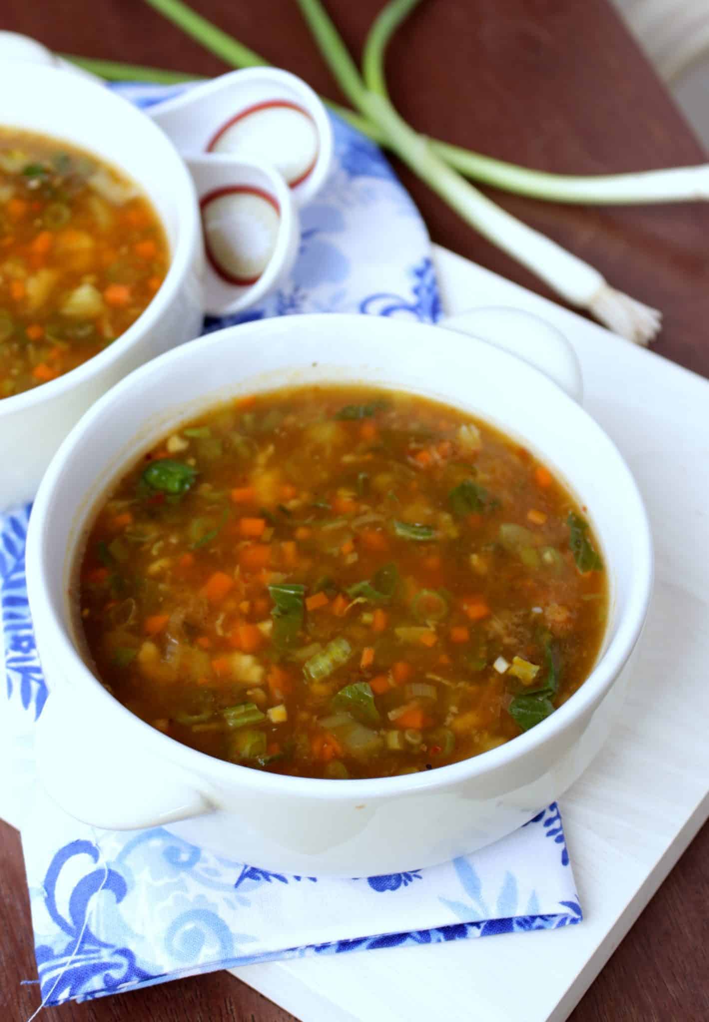 Vegetable Hot & Sour Soup in a Bowl