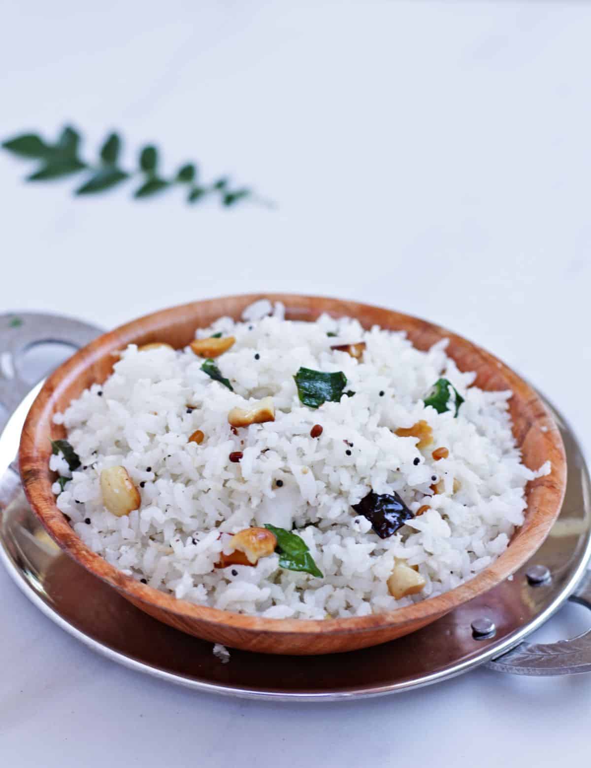 Thengai sadam in a bowl 