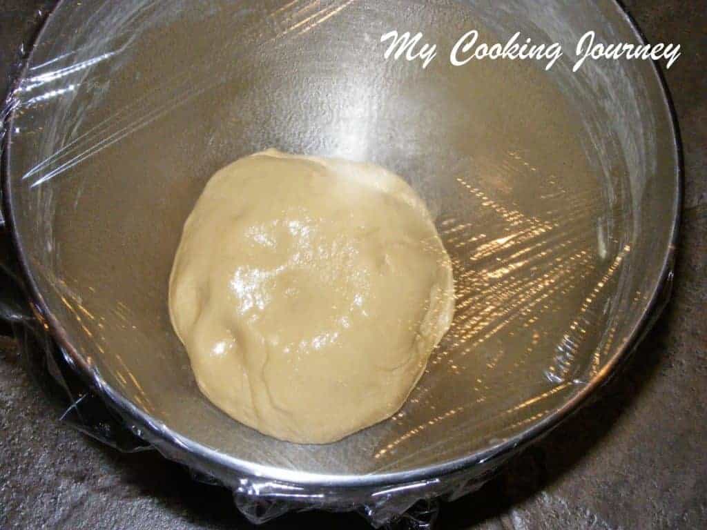 Dough wrapped in a bowl