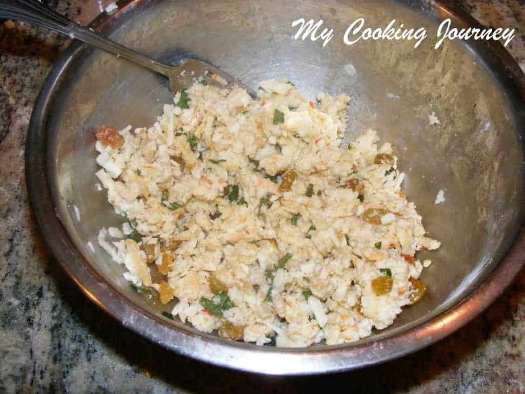 Mixing all ingredients in a bowl