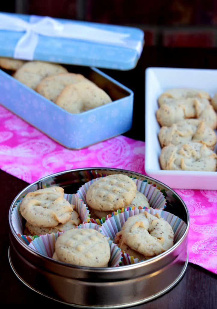 Danish Butter Cookies arranged in cookie tin