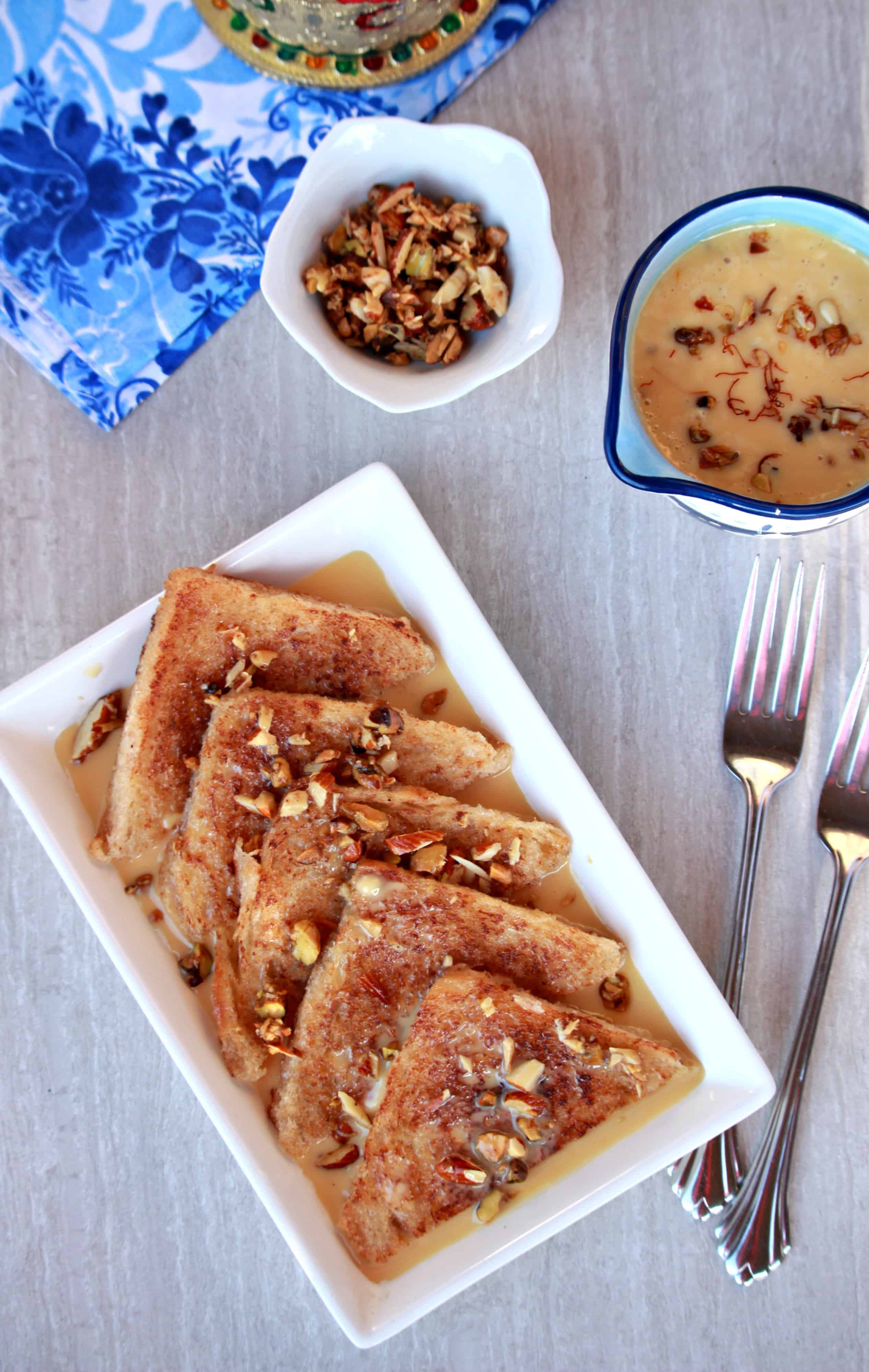 Double Ka Meetha in a white plate 