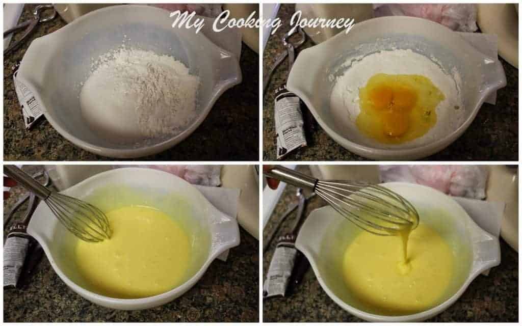 Mixing egg sugar iin a bowl