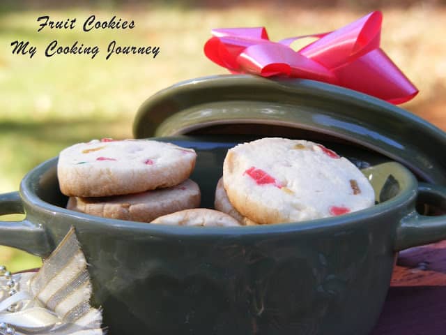 Fruit Cookies served in a bowl will lid