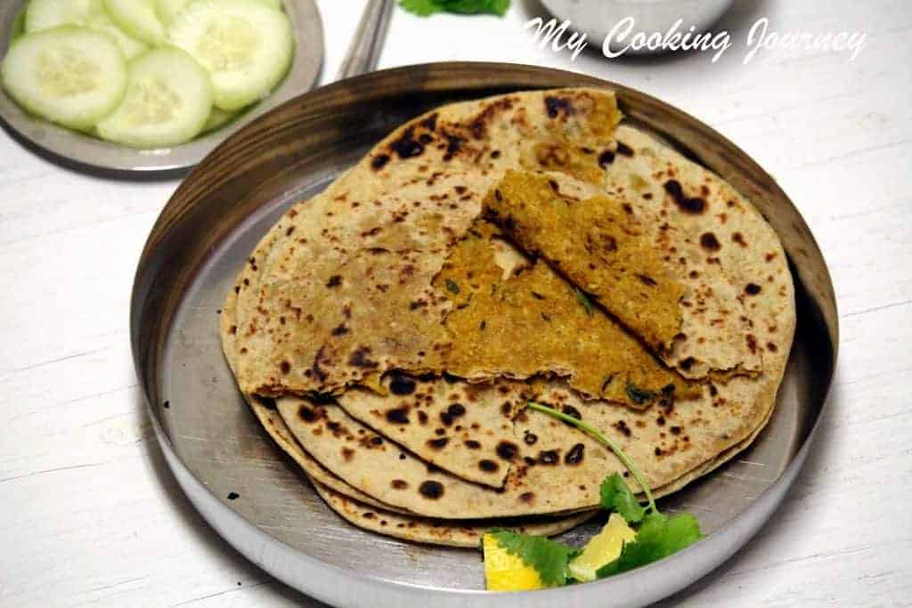 Gobhi Paratha in a Plate