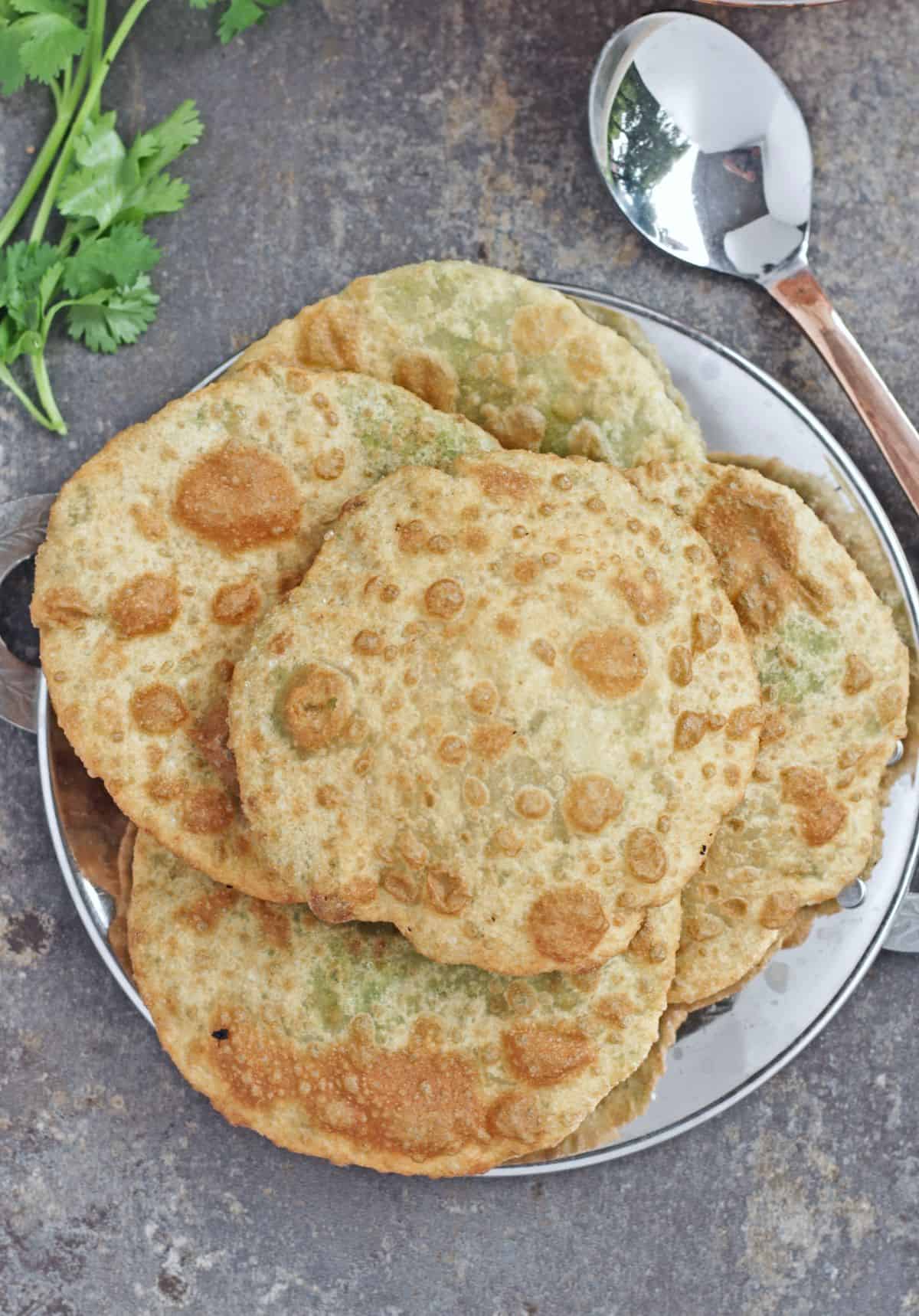 Matar Kachori with cilantro on the side