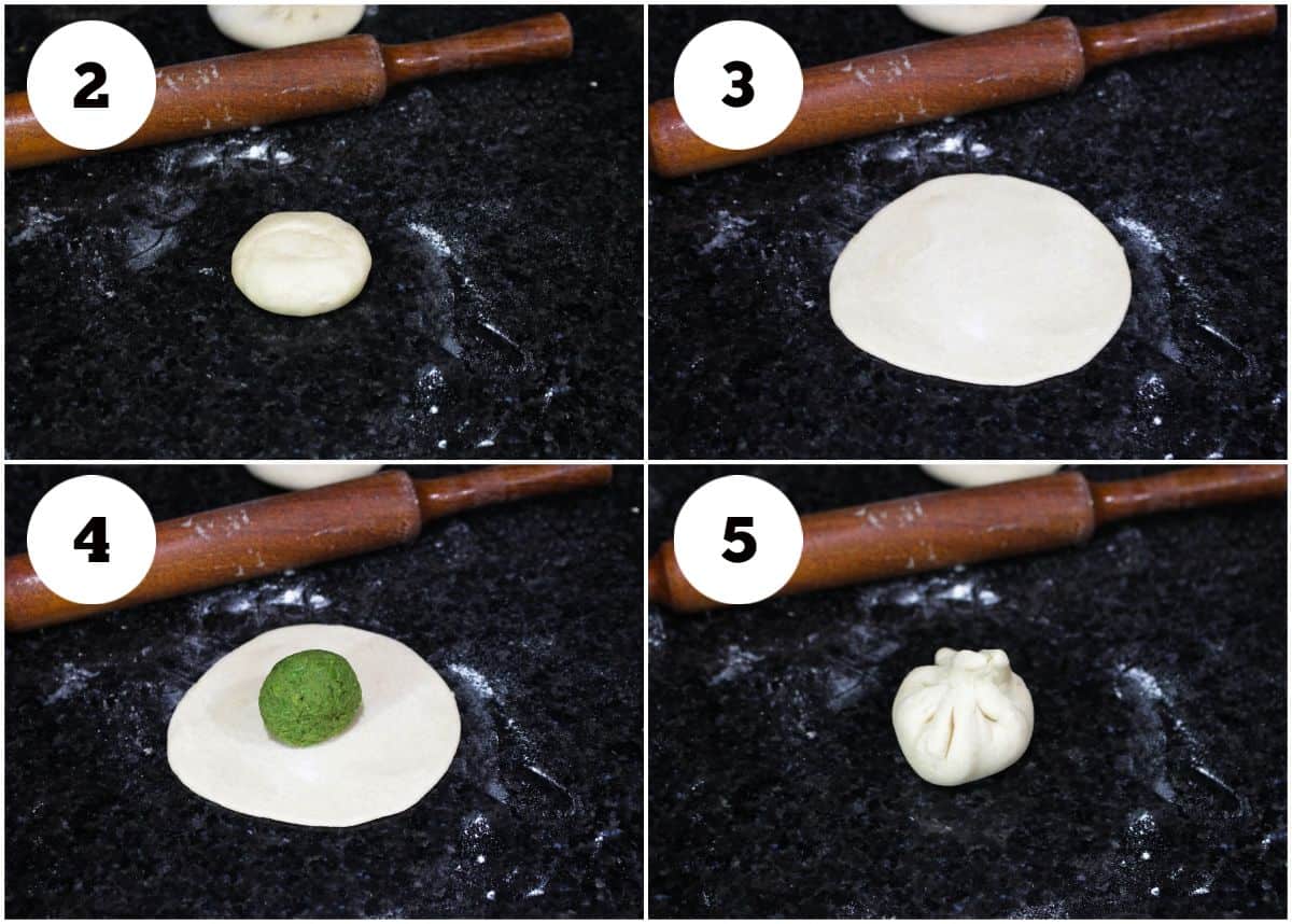 Process shot to roll the kachori