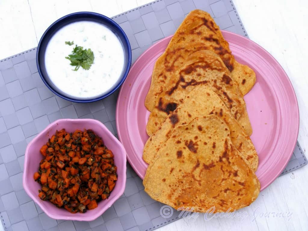 Haryana Besan Masala roti with Gajar methi subzi 