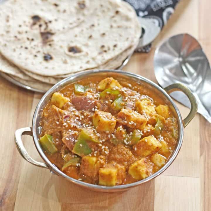 Paneer Hyderabadi in a bowl