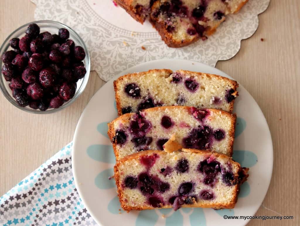 Lemon Blueberry Cake sliced