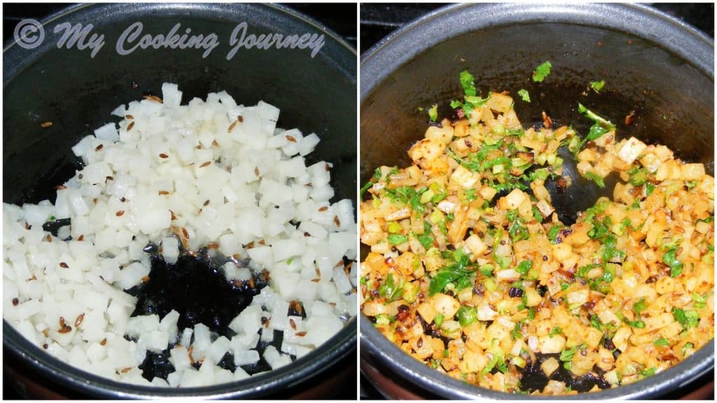 Cooking the ingredients in a pot