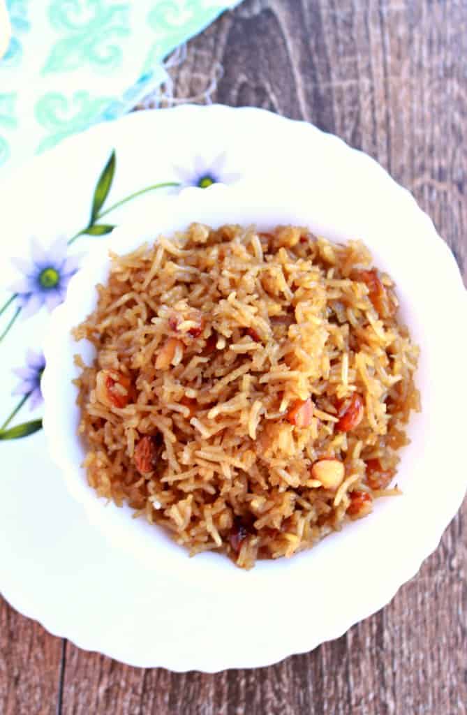 Sweet Coconut Rice in a white bowl