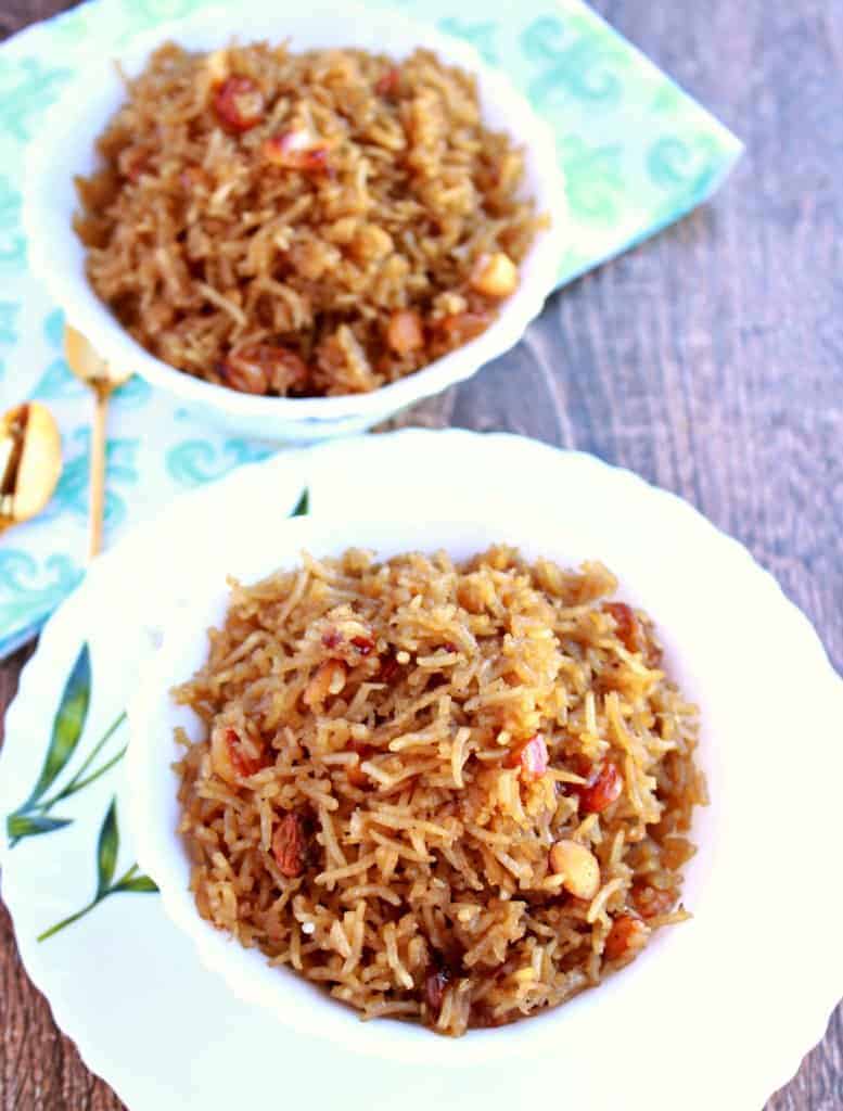 Narali Bhath in two bowls