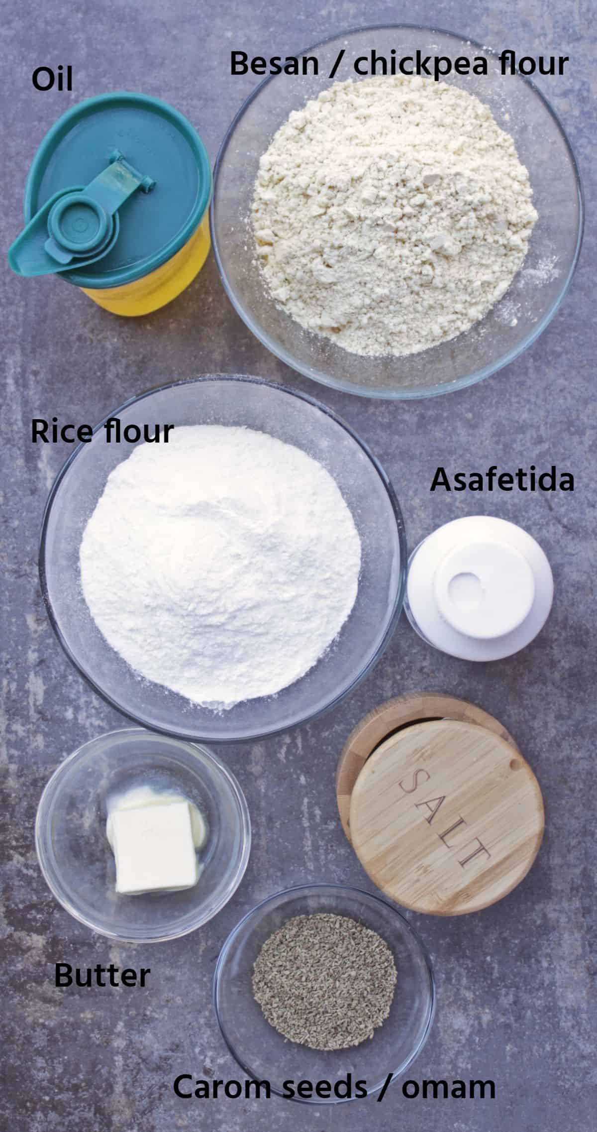 Ingredients needed to make sev / omapodi