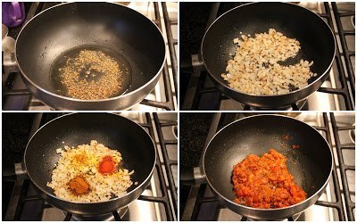 Making bhurji by adding the ingredients in a pan