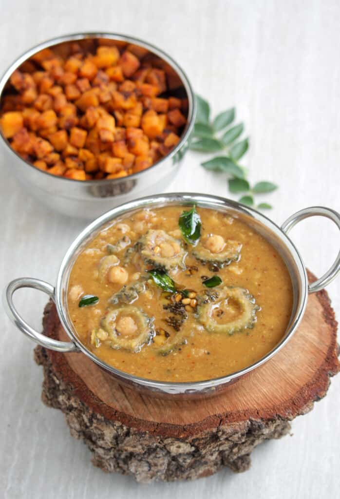 Pavakkai stew with sweet potato curry