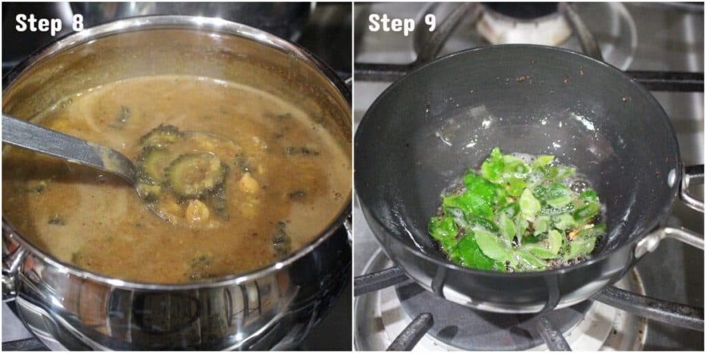 bitter gourd simmering in stew and seasoning for stew