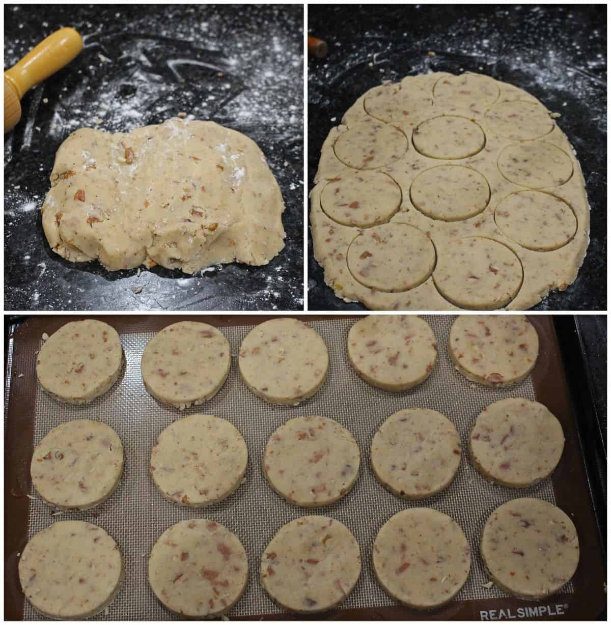 rolling the cutting out the cookie dough 