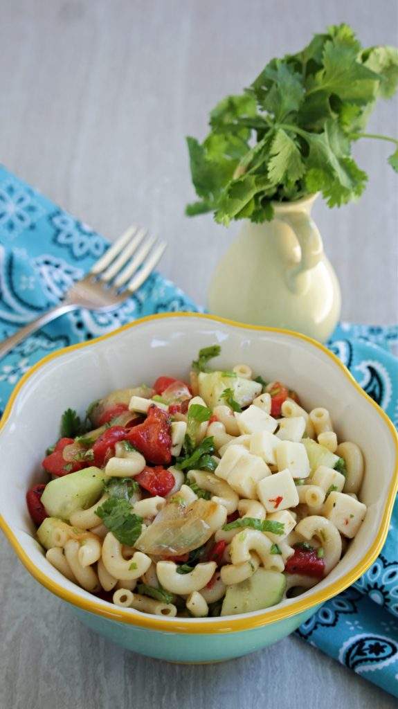 Roasted red pepper pasta salad with red wine vinaigrette