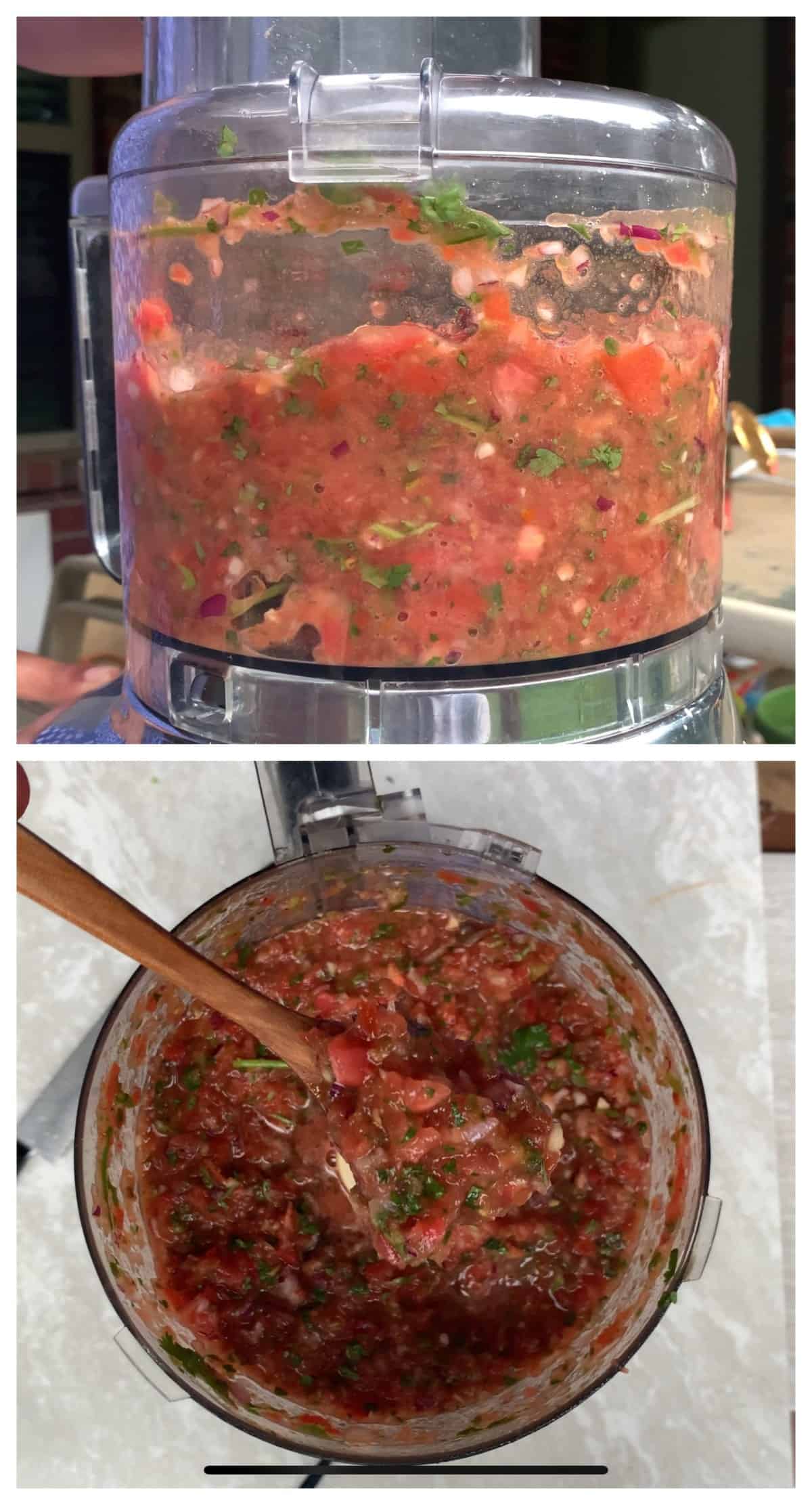 Making Tomato salsa in a food processor