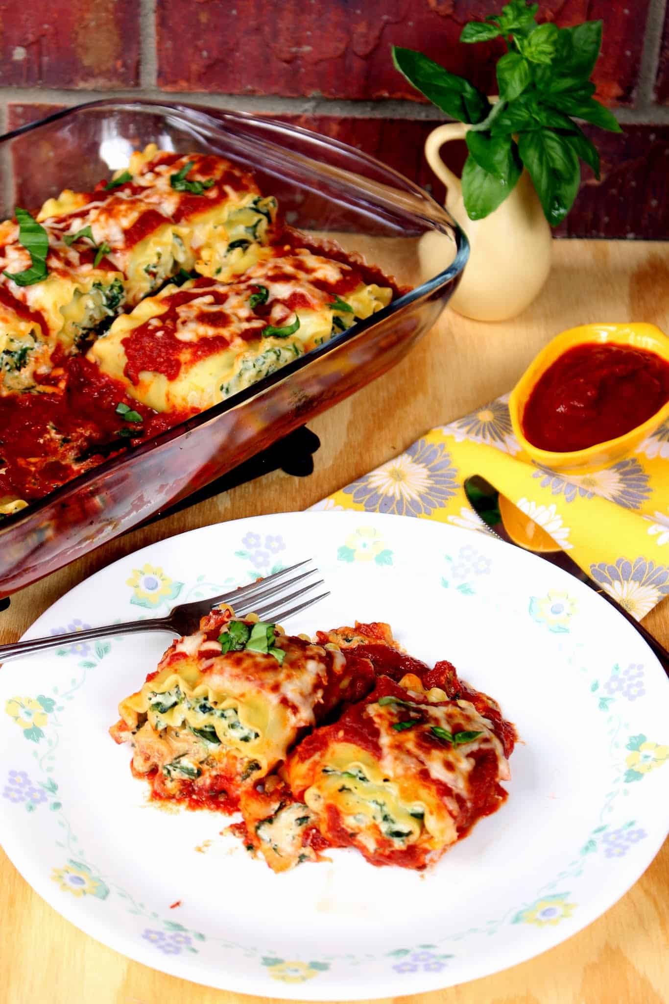 lasagna roll ups in a plate