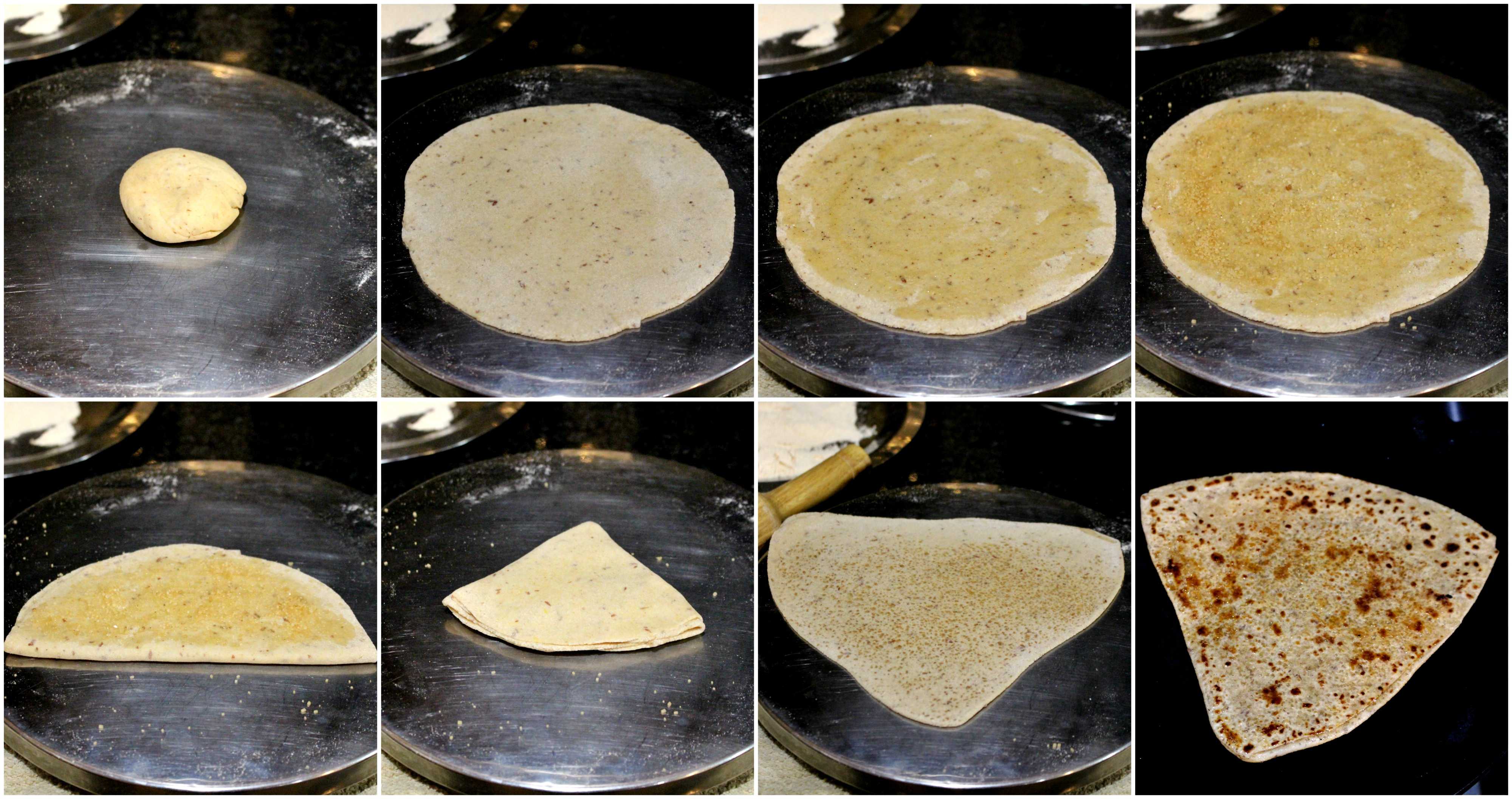 Process shots for making the paratha