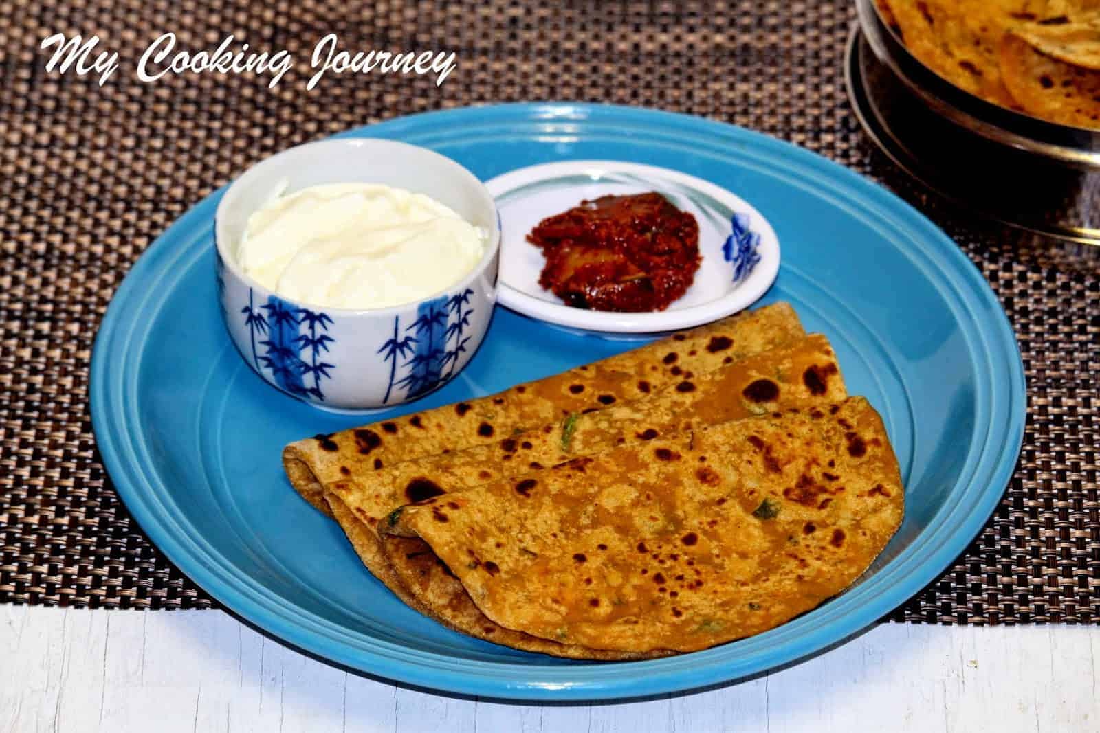 Sweet Potato Paratha with Raita