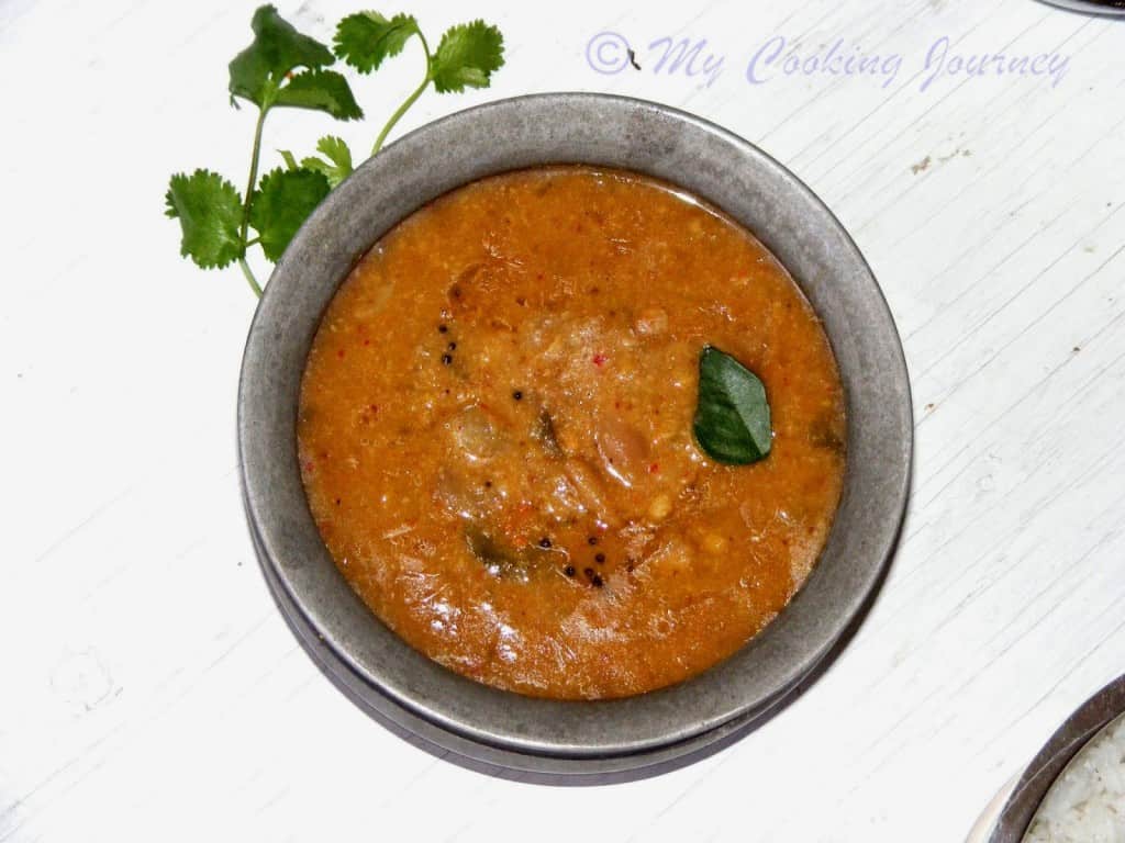 Pearl Onion Sambhar served in a bowl