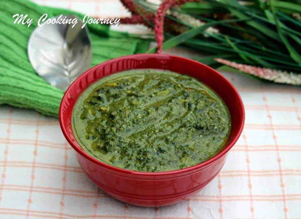 Thayir Keerai in a bowl.