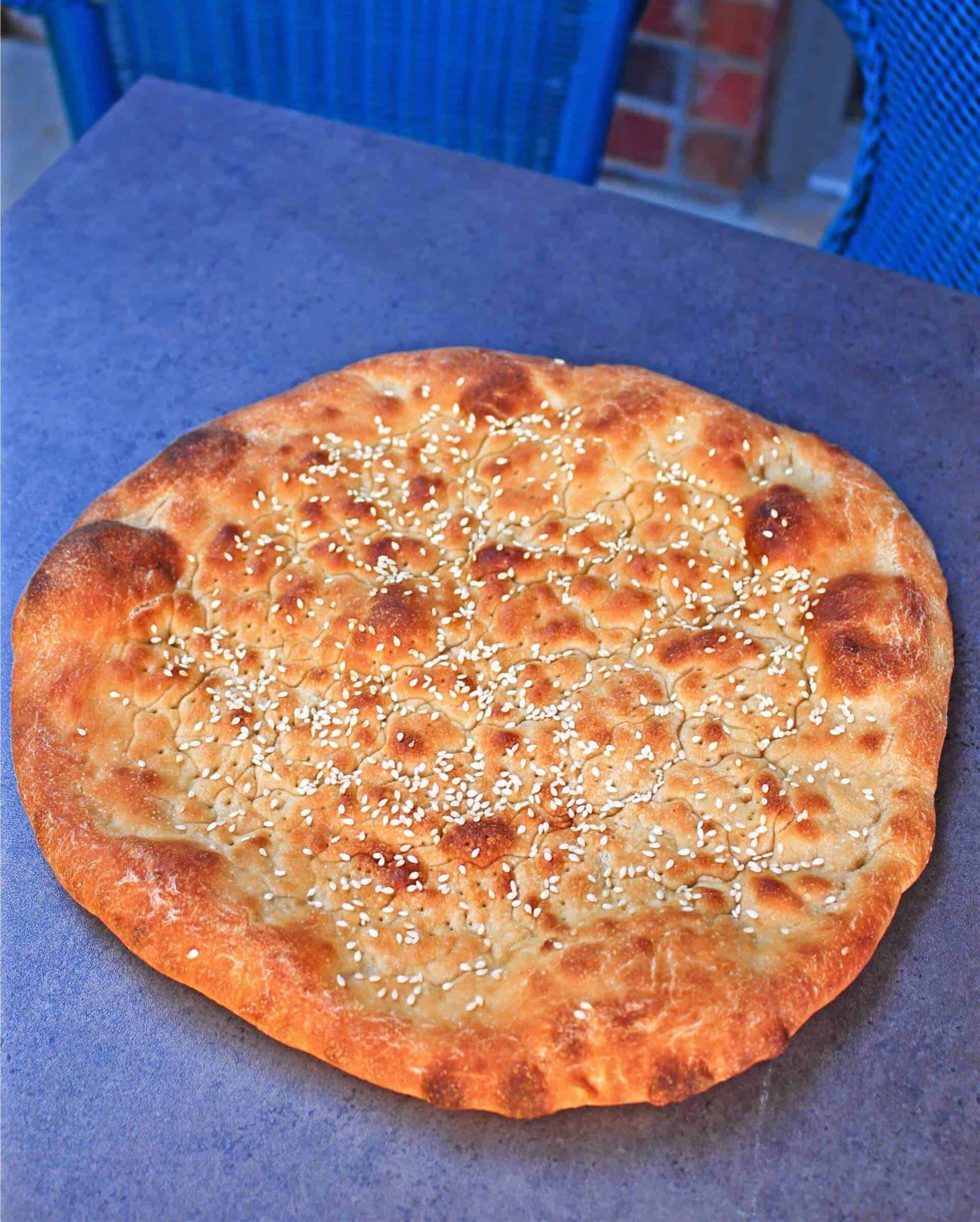 Uyghur Flatbread in a blue background