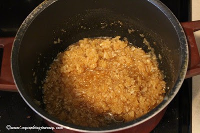 Mixing and cooking the ingredients.