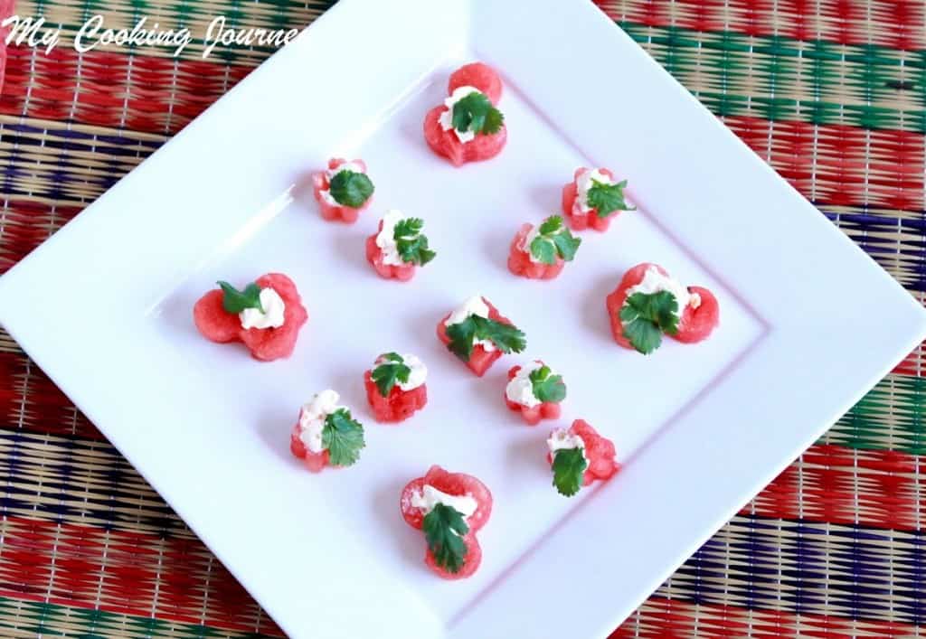 Watermelon bites in a plate